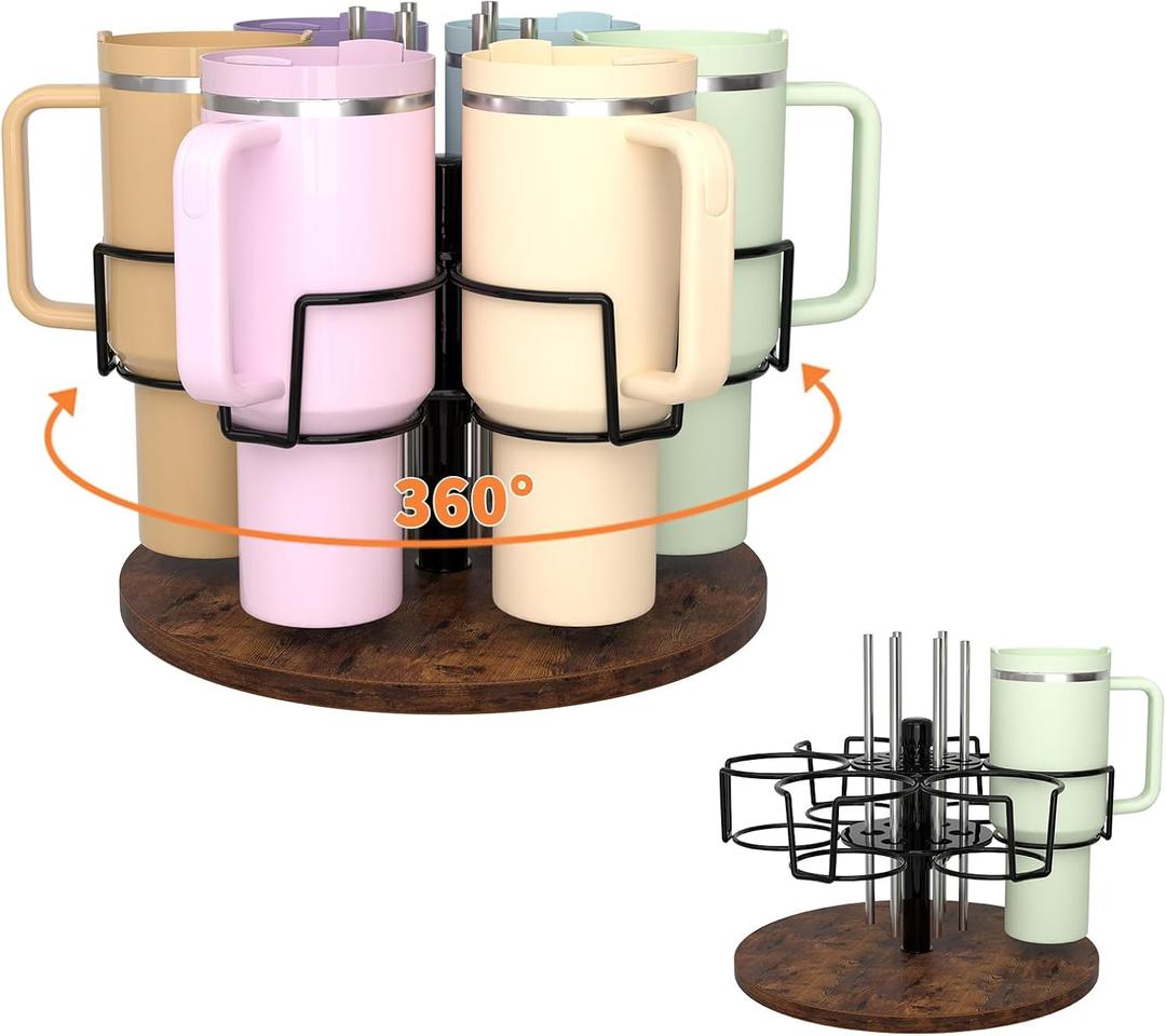 Water Bottle Organizer Holder Compatible for Stanley 40 & 30oz Cup and Straw,Rotatable Stanley Cup Organizer Holder,Water Bottle Rack,Kitchen Organizers and Storage for Stanley Cup Accessories (black)