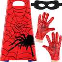Geyoga Spider Cape Set for Adult Spider Web Gloves and Black Face Mask Suitable for Halloween Masquerade Birthday Costume Party School Homecoming Cosplay Dress and Holiday Costumes