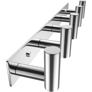 VAEHOLD Hat and Coat Wall Mount Rack - Hooks for Robes, Bags, Keys, and Towels - Bathroom Towel Hanger Organizer (Polished Chrome, T Shape 5 Hooks 1 Pack)