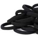 50PCS Black Hair Ties for Women, Cotton Seamless Hair Bands, Elastic Ponytail Holders, No Damage for Thick Hair, 2 Inch in Diameter, by Qarwayoc