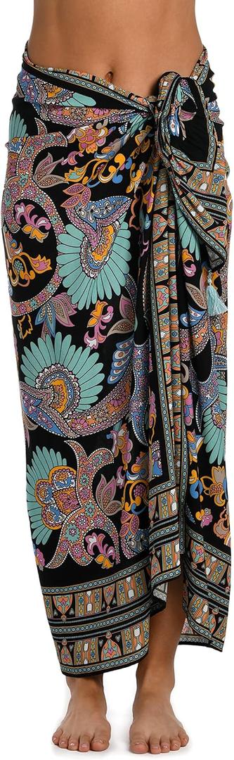 Sunshine 79 Women's Standard Swimsuit Beach Cover Up Pareo (Multi//Paisley Patchwork), One Size