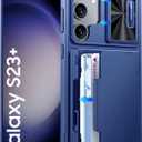 Vizvera for Samsung Galaxy S23 Plus Case Wallet, RFID Cards Holder (4 Cards) & Camera Cover & Kickstand for Women Men, Full Body Shockproof Silicone Case for S23 Plus 6.6"-Blue