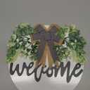 Sattiyrch Welcome Sign for Front Door Round Wood Sign Hanging for Farmhouse porch Door Decoration (White)
