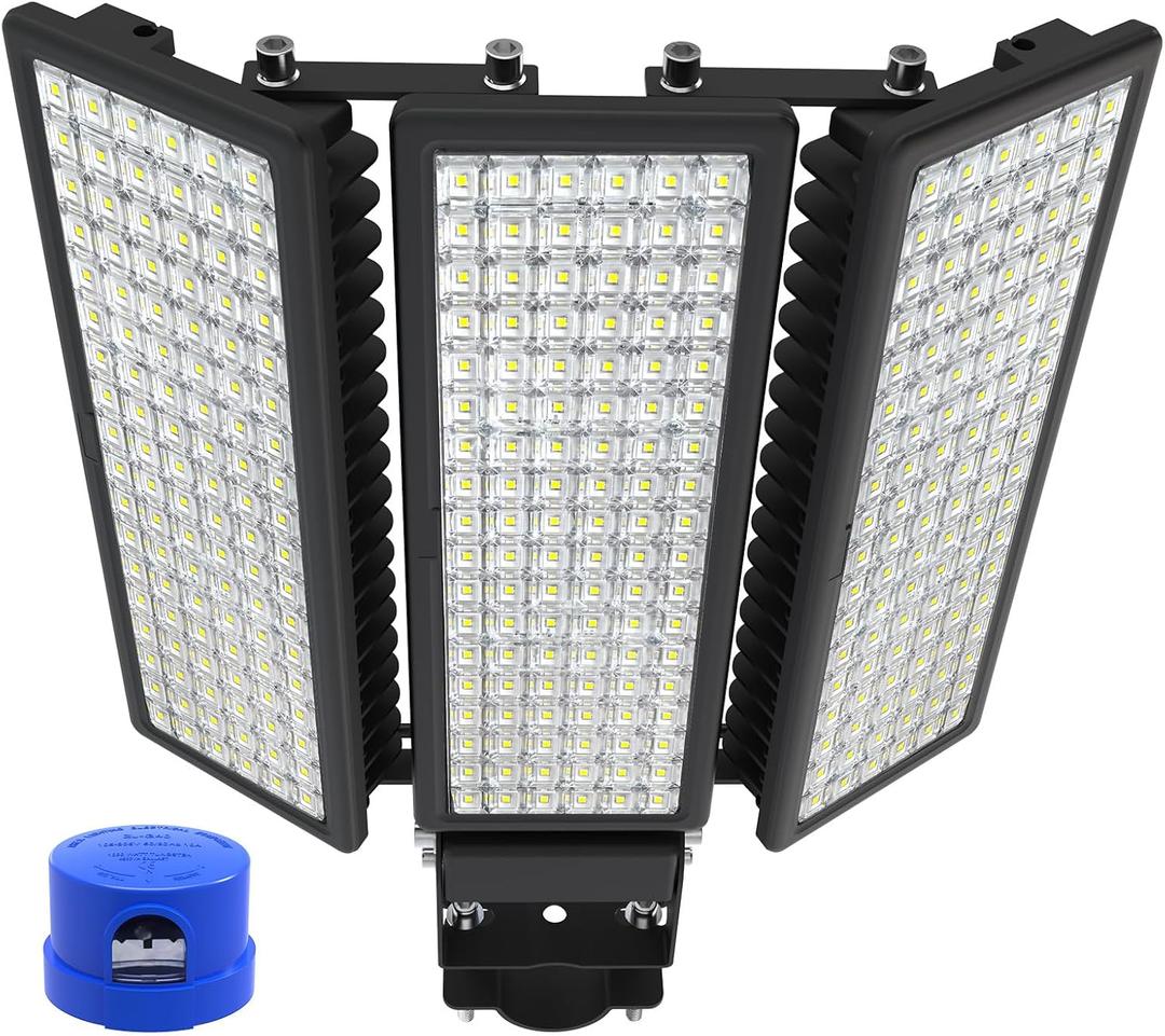 42000LM LED Parking Lot Light, 3 Pack 100W Stadium Light with Photocell, Super Bright 6500K Barn Lights Dusk to Dawn IP67 Waterproof Security LED Exterior Lights for Yard, Roadways, Streetlight100W-3Pack-Arm