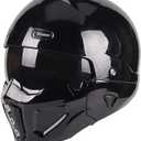 Open Face Full face Helmet Motorcycle Modular Helmets for Unisex-Adult Street Bike Cruiser Scooter DOT Approved (X-Large, Gloss Black), (8658X)