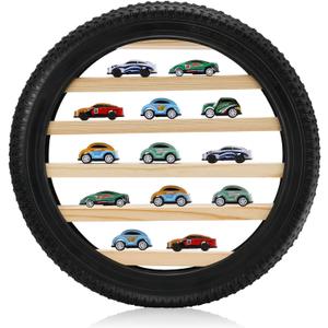 Lineshading Tire Toy Box Wall Car Display Shelf Model Car Display Case Stand for 1/64 Collectibles Cars,Collectibles,Toy Figurines(Diameter 16 Inches)