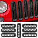 RT-TCZ Upgrade Version Clip-on Grille Front Mesh Grille Inserts Compatible with Jeep Wrangler JK JKU 2007-2017 (Matte Black)