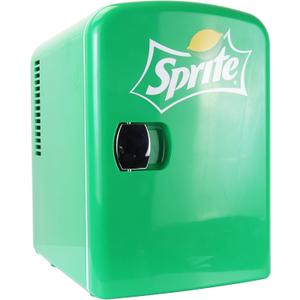 Sprite Mini Fridge - 6 Can Refrigerator for Bedroom Office, Portable Table Top Beverage Cooler, 12V 110V Refrigerador For Drinks, Soda, Wines, Use In Car, Dorm, Outdoor, Patio