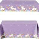 2 x Unicorn Tablecloth, Rainbow Disposable Party Table Cover for Girls Birthday