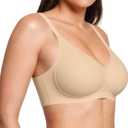 Vertvie Womens Seamless Bra No Underwire Comfort Push Up Bras Buttery Soft Wireless Bralette Full Coverage Sport Everyday Bra (X-Large, Semolina)