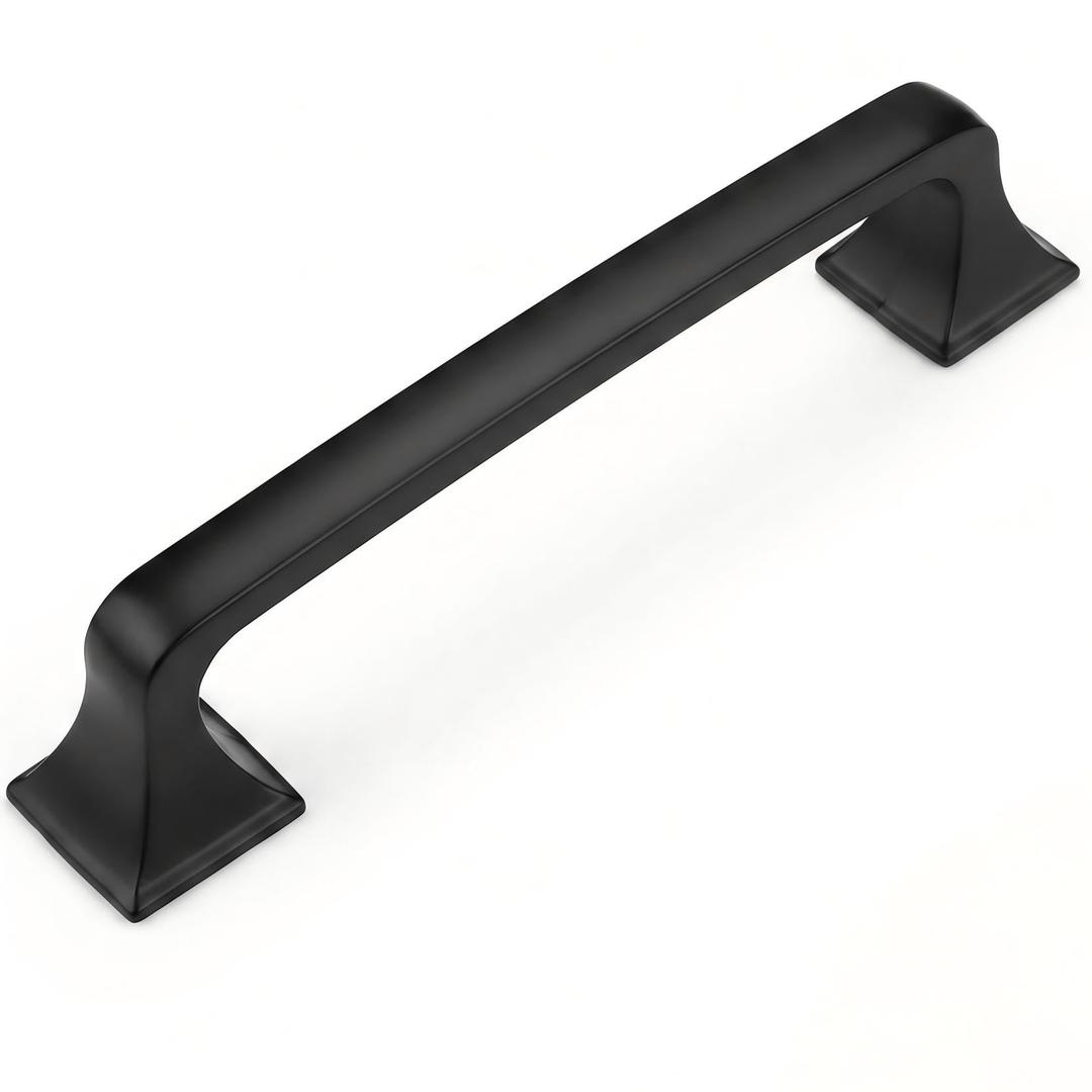 EZRENOVA 5 Inch (128mm) Hole Centers Matte Black Arched Cabinet Pulls 15 Pack - Solid Zinc Alloy Arch Design Kitchen & Bathroom Drawer Handles, Modern Industrial Cabinet Hardware