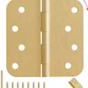 4" X 4" Satin Brass Door Hinges  36 Pack Gold Door Hinges with 5/8" Radius, Rounded Interior Heavy Duty 4 Inch Exterior & Front Door Hinge for Residential Use