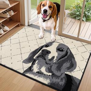COSY HOMEER Dog Door Mat 24"x36" Dirt Trapper Entryway Rugs Absorbent Funny Welcome Mat Washable Non Slip Entry Rugs,Grey