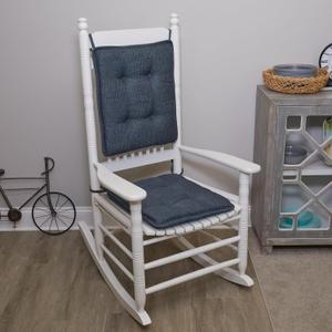 Klear Vu Porch Rocking Chair Cushion Set for Indoor and Outdoor Use, Assembled in The USA, Easy to Clean Stylish Seat and Back Pads with Fabric Ties, 20" x 17" x 2", Tonic Blue