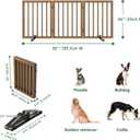 Dog Gates for Doorways, Freestanding Dog Gate Indoor, Foldable Pet Gates for Doorways Bedroom, Puppy Gate with Metal Support Feet, Room Divider 3 Panels (Dark Walnut)