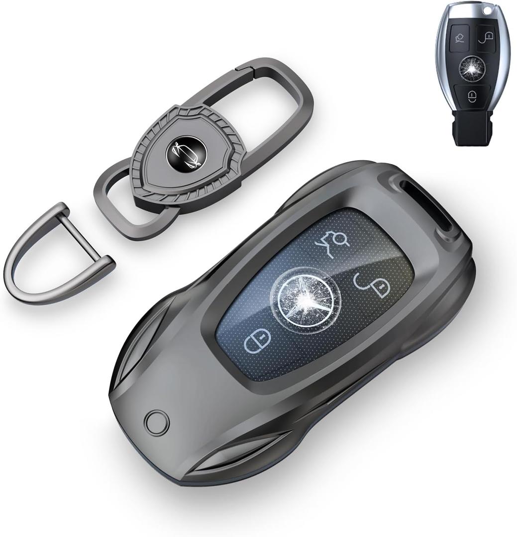 saxsion for Benz CLS CLA CLK AMG CLK GLC GLE GLS SLK ML SL SLK A B C E R S G Smart Remote Key Case Shell (Classic Blackfor Benz-B)