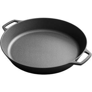 EDGING CASTING Pre-Seasoned Large Cast Iron Skillet 17 Inch, Dual Handle Outdoor Camping Frying Pan, Pizza Pan, Use for Grill, Stovetop, Induction, Oven Safe Cookware