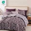 BLOOMHAVEN Queen Comforter Set -7 Pieces Floral Dark Purple Comforter Set for All Seasons, Bed in a Bag Queen with Botanical Flowers Comforter, Sheets, Pillowcases & Shams