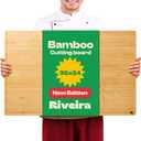 Riveira White Bamboo Wood Cutting Board  Gourmet Bamboo Grandeur: 36 x 24 Wooden Cutting Board  Wooden Cutting Boards For Kitchen Decorative  Innovative Juice Grooves Wooden Chopping Board