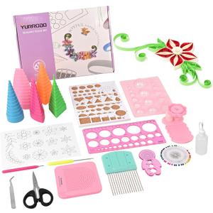 Paper Quilling Tools Kit, 19pcs Quilling Starter Set for Beginners, Used for Making Coils, Flowers and 3D Paper Art with Slotted Pen, Board, Crimper, Comb, Curling Coach and 3D Border Buddy