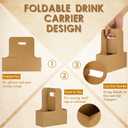 60 pcs Brown Kraft Paper 2 Cup Drink Carrier with Handle Disposable Kraft Paperboard Cup Holder for Hot or Cold Drinks, Take-Out Cup Carrier & Coffee Carrier for Food Delivery, 2-Cup Drink Tray