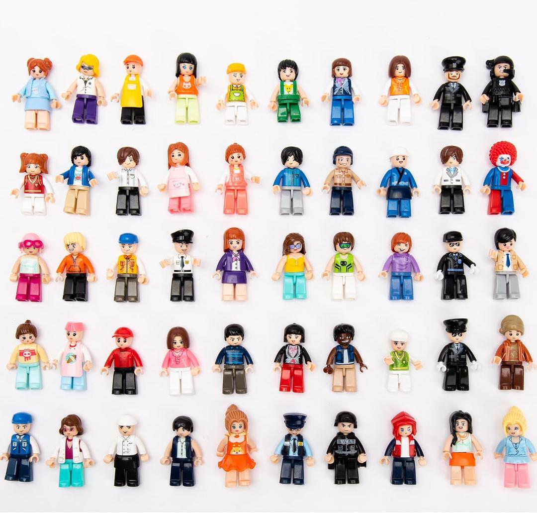 50 PCS Ramdom Minifigures, Mini Figure Toy, Building MINIFIG People, Muiti-Themes, (Random 50 Included)