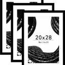 Abtgt 20x28 Picture Frame Set of 3, Display Pictures 16x24 with Mat or 20x28 without Mat, Poster Frame for Wall Mounting Display, Black