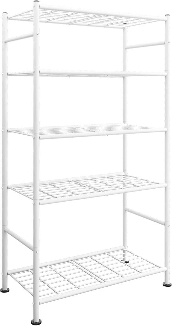 Sakugi Storage Shelves - 5 Tier Shelf Organizer, Heavy Duty Garage Shelving Unit with Leveling Feet, Stable Metal Shelves Organizer for Pantry, Kitchen and Closet, 33.0" W x 12.6" D x 72.0" H, White