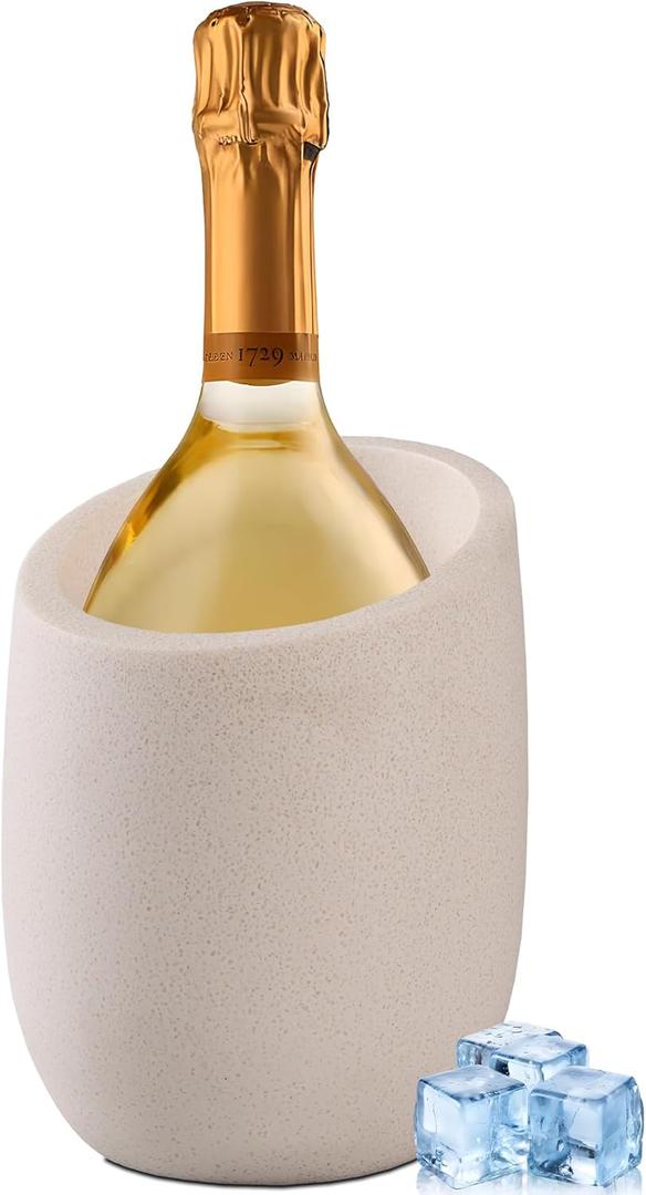 Beige Sand Stone Textures Wine Chiller Bucket  750ml Resin Cooler for Wine & Champagne Bottles, Party Bar Cart Decor  Keeps Drinks Cold, Unique Gift for Wine Lovers, Housewarming