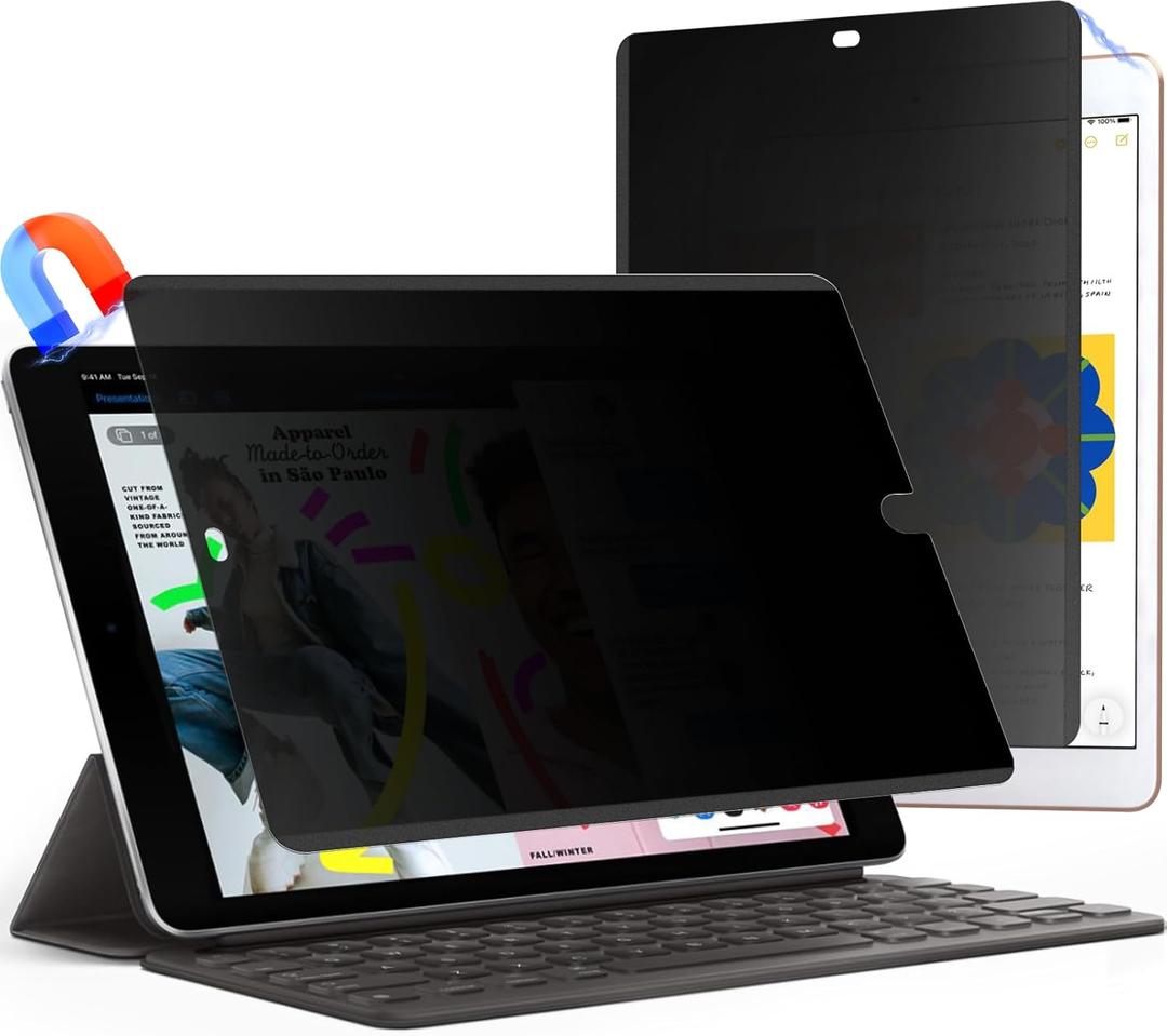 360 Magnetic Privacy Screen Protector for iPad 10.2" 9th/8th/7th Gen (2021 2020 2019), Anti Glare iPad 10.2 inch Privacy Filter, High Sensitive Bubble Free