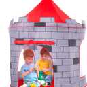 Play22 Kids Play Tent Knight Castle - Portable Pop Up Tent - Foldable into Carrying Bag - Childrens Play for Indoor & Outdoor Use - Playhouse for Boys & Girls (Gray & Red)