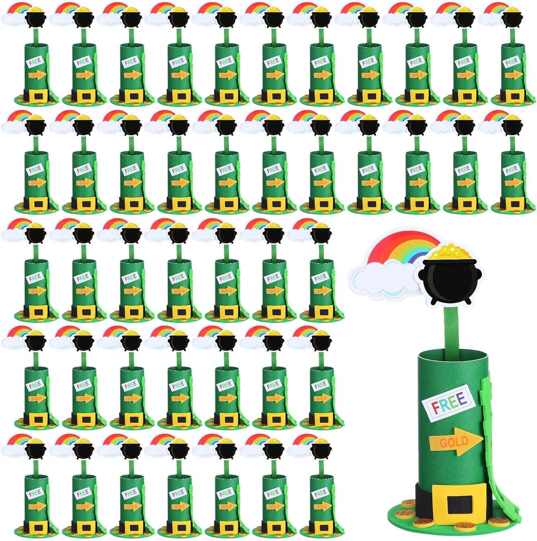 Leitee 100 Set St. Patrick's Day Leprechaun Trap Kit, DIY Catch A Leprechaun Trap Craft Kit St. Patrick's Lucky Party Supplies for St. Partrick Day Home Party Decor Preschool Projects