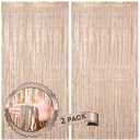 Voircoloria 2 Pack Laser Champagne Foil Fringe Backdrop Curtains, Tinsel Streamers Birthday Party Bachelorette Backdrop Decorations for Valentine, Baby Shower, Wedding, Disco Party