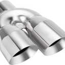 LCGP Dual Exhaust Tip 3 inch Inlet 4 inch Outlet 12" Length Universal Polished 304 Stainless Exhaust Tip Tailpipe for Car Truck Double Wall Weld-on Angle Cut (Left)