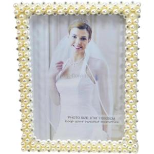Elegant Pearl-Embellished Picture Frame, 6x8 Inches, Decorative Beaded Border for Wedding, romantic, family Photos