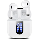 Wireless Earbuds, Bluetooth Headphones with Deep Bass Stereo, 48H Playback Ear Buds with LED Power Display, Lightweight, IPX7, in-Ear Earphones with Mic for iPhone/Android/iPad, White