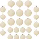 KI Store Velvet Christmas Balls Cream White 25pcs Flocked Christmas Tree Ornaments Assortment for Xmas Tree Holiday Decor
