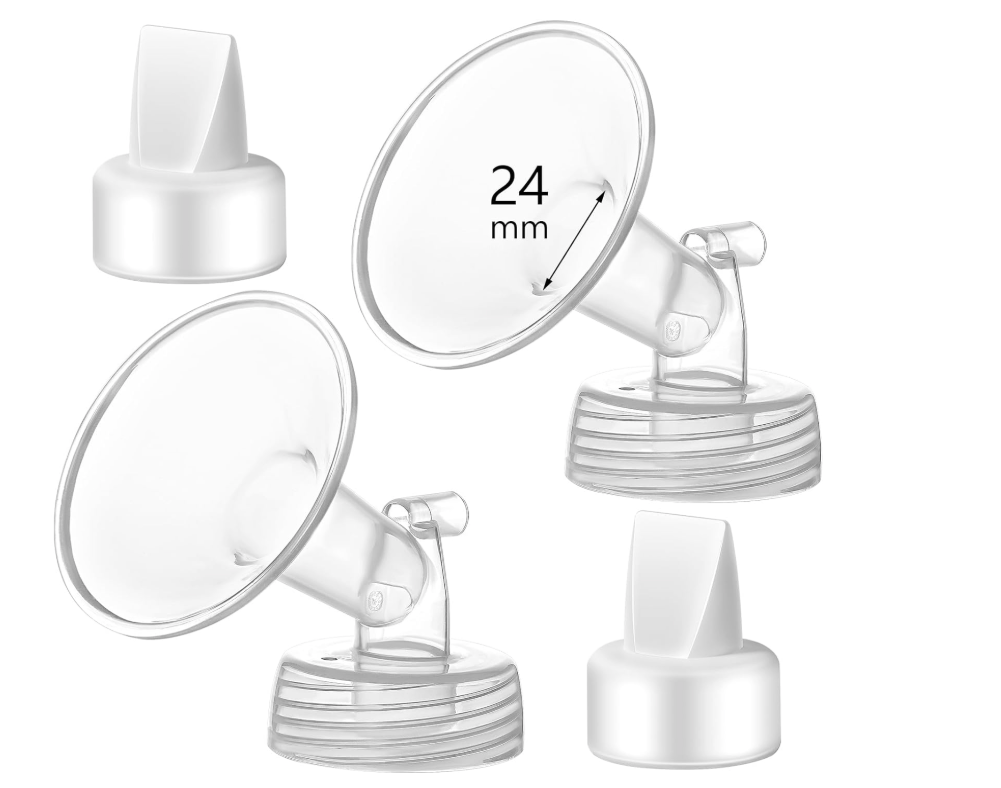 24mm Flange and Duckbill Valve Compatible with Spectra S1 S2 9 Plus Breastpump Replacement to Spectra Pump Parts, Not Original, Replace Accessories.
