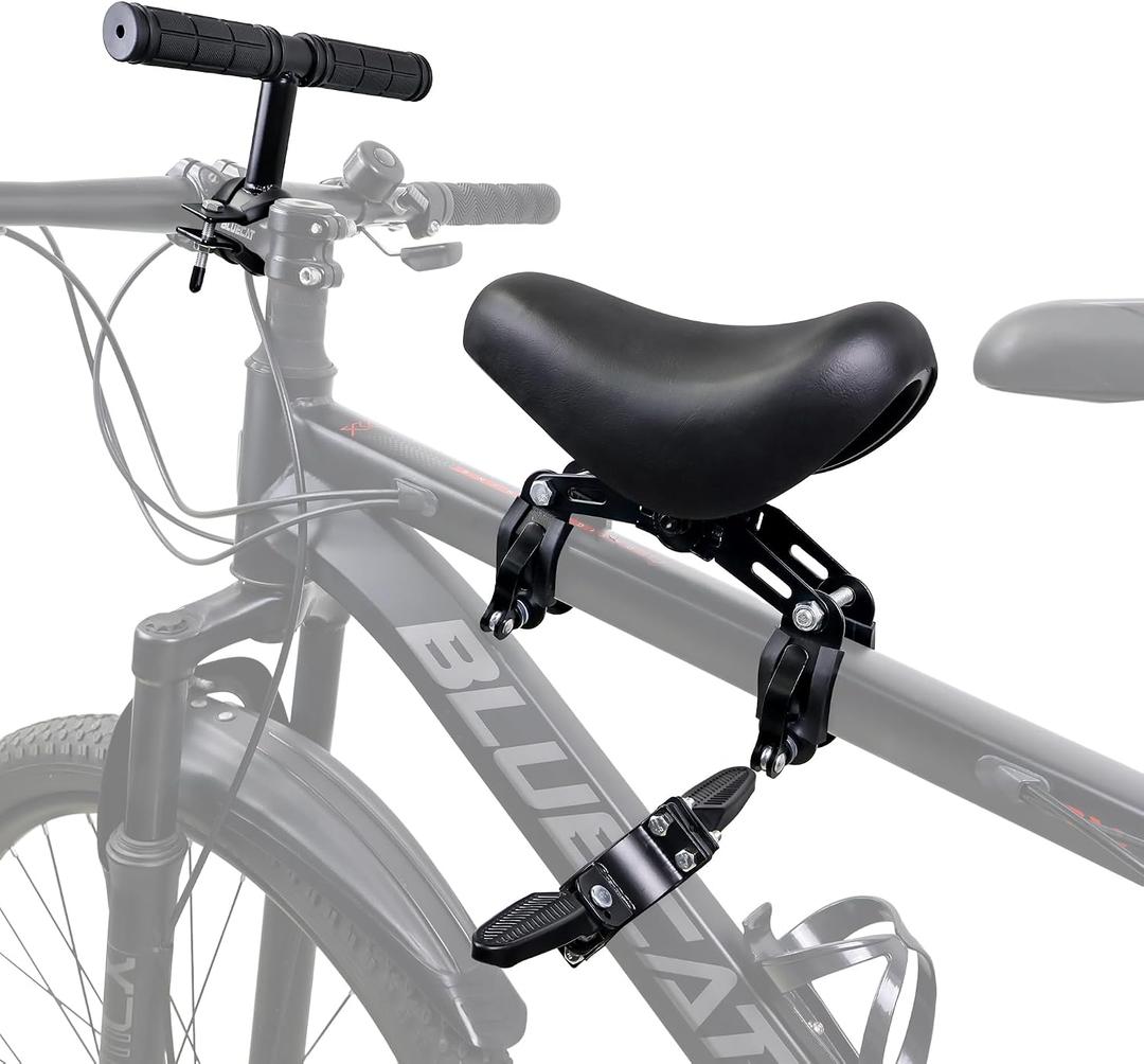 Front Mounted Bicycle Seats for Children, Kid Bike Seat Mountain with Handlebars Foot Pedals for Children 2~5 Years (Black), One Size