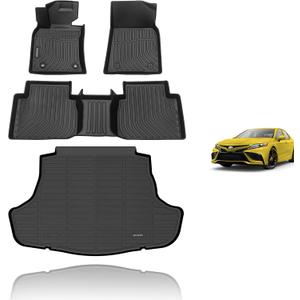 KELCSEECS Floor Mats & Cargo Liner for 2024 2023 2022 2021 2020 2019 2018 Camry(Not Fit AWD & Hybrid) All Weather Car Mats Cargo Mat Trunk Mat Camry Floor Mats Trunk Liner Accessories