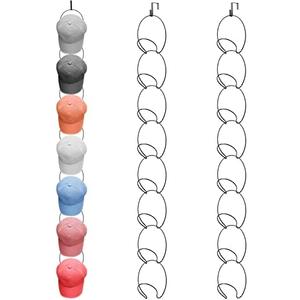 Yerliker 16 Pieces Hat Rack Wig Holder Over The Door Baseball Hat Holder Wall Mounted Hanging Wig Organizer for Closet Display Storage Rack with 2 Hooks for Tie Scarf(Black)