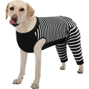Kuoser Dog Recovery Suit, Anti Licking Dogs Rear Leg Sleeve, Abdominal Dog Surgical Suit with Pants Cover Protect Wounds, Dogs Elbow Protector Soft Pet Surgery Onesie Cone Alternative, Black XL Length: 46CM / 18.11")