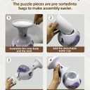 3D Puzzle Vase  200-Piece Interlocking Plastic DIY Flower Vase, Home Decor/Stress Reliever/Floral Arrangement Art, Unique Creative Gift (Light-Up Function) (Purple Blossoms)