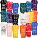 Skylety 20 Pack Christian Gifts for Men Women 16oz Reusable Bible Verse Tumbler Bulk Plastic Coffee Cups with Lids Inspirational Religious Christmas Gifts for Church Party Favor (Multicolor)