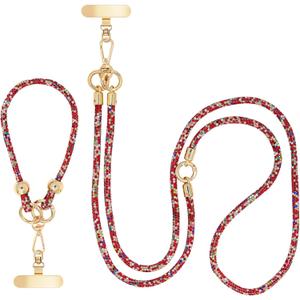 Crystal Phone Strap Crossbody and Wrist Lanyard, Anti Theft Layered & Wrist Strap Cell Phone Neck for Women