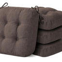 Chair Cushions for Dining Chairs, Dining Chair Cushions, Tufted Indoor Chair Pads with Ties & Non Slip Backing, Seat Cushions for Kitchen Chairs 16.5” x 16.5” x 3.5”, Set of 4, Brown