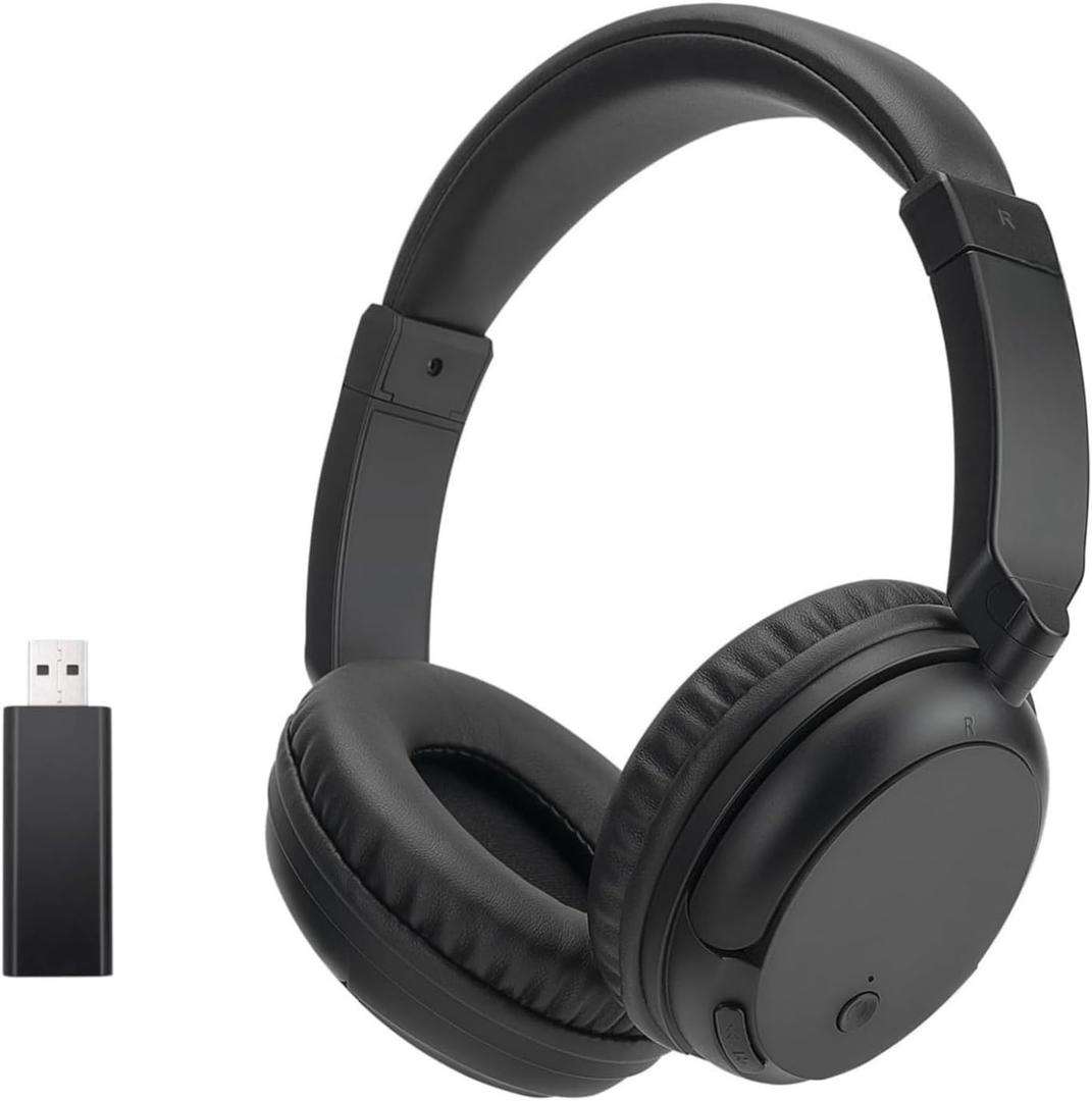 Wireless Bluetooth TV Headphones, HiFi Stereo Bluetooth Headphones Over Ear, Soft Earmuffs Lightweight Wireless Headsets with Deep DASS for TV, PC, Cellphone (Black)