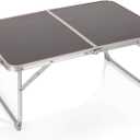 Concert Mini Portable Table - Small Folding Table - Mini Picnic Table (Charcoal Wood Grain)