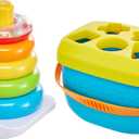 Fisher-Price Babys First Blocks & Rock-a-Stack Toy Set, Container of 10 Shapes & Ring Stacking Activity for Developmental Play Ages 6+ Months