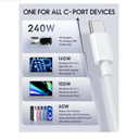 240W USB C to USB C Cable 6 FT 2Pack,USB C Cable Fast Charging Braided Cord for iPhone 15/16 Pro Max Plus, MacBook Pro, Pad Pro, Galaxy S23, and More
